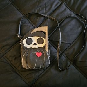Cross body grim reaper purse